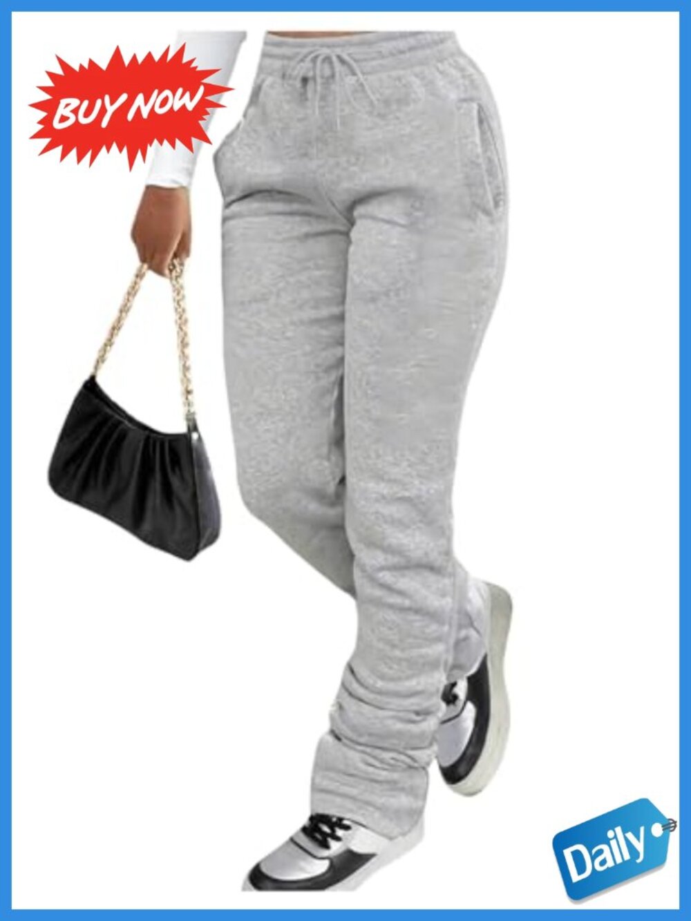 Women's Stacked Sweatpants Baggy Y2K Jogger Long Pants Streetwear